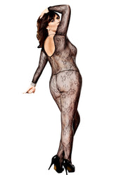 Long Sleeve Flower Lace Bodystocking - BW170 by No Brand